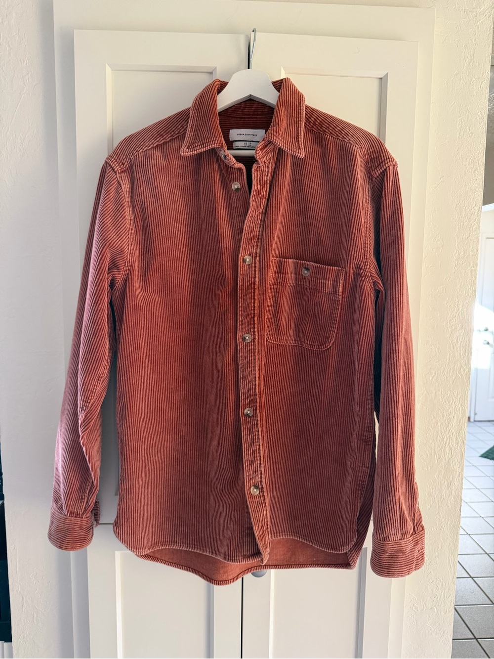 Urban Outfitters Corduroy Button-Down Shirt in Rust